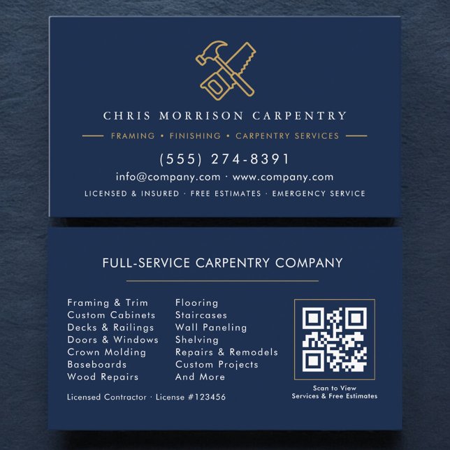 Visita Tarjeta de carpintería de código QR martillo sierr (Subido por el creador)