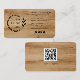 Visita Tarjeta de carpintería de madera con código QR par