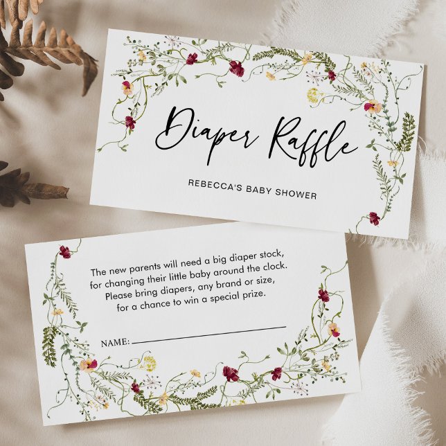 Visita Tarjeta de cierre Boho Wildflower Diaper Raffle (Subido por el creador)