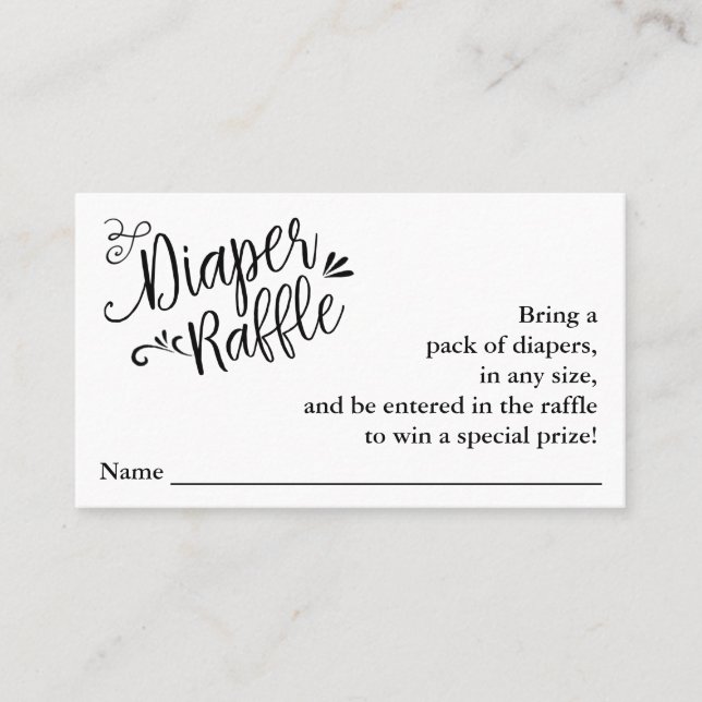 Visita Tarjeta de cierre de Raffle con Diaper de Script L (Anverso)