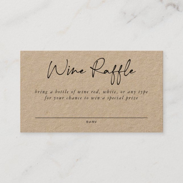 Visita Tarjeta de cierre Wine Raffle (Anverso)