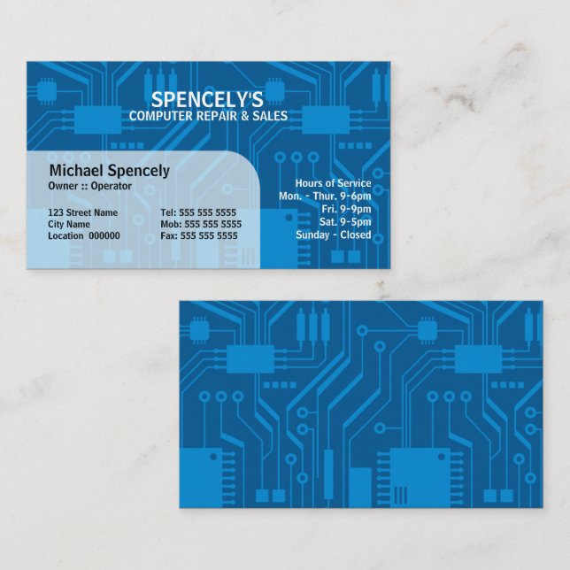 Visita Tarjeta de circuito eléctrico azul (Anverso / Reverso)