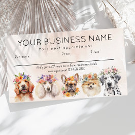 Visita Tarjeta de cita acuarela perros flores, beige