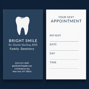 Visita Tarjeta de cita azul marino de dentista profesiona
