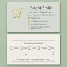 Tarjeta de cita con dentista de sonrisa dorada y v