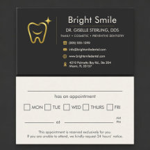Tarjeta de cita con dentista sonrisa dorada diente