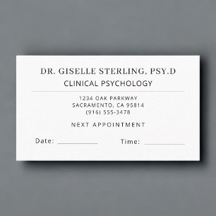 Visita Tarjeta de cita con el doctor en psicología clínic