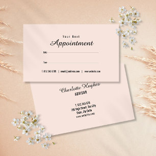 Visita Tarjeta de cita con elegante letra cursiva rosa cl
