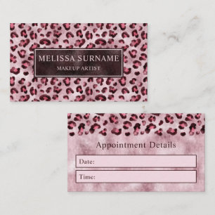 Visita Tarjeta de cita con estampado de leopardo rosa y l