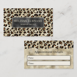 Visita Tarjeta De Cita Con Estampado De Leopardo Y Hoja D