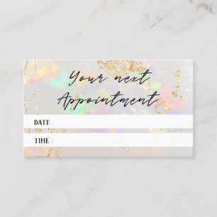 Visita tarjeta de cita con foto de textura opal blanca