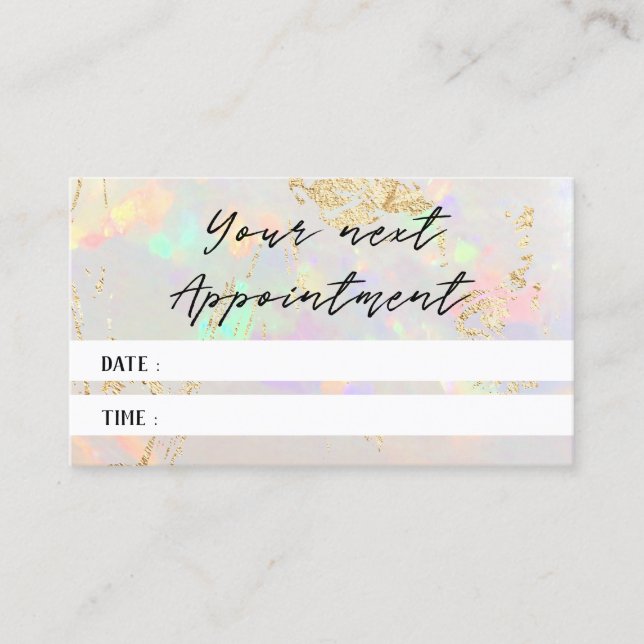 Visita tarjeta de cita con foto de textura opal blanca (Anverso)