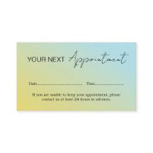 Tarjeta de cita con gradiente azul y amarillo