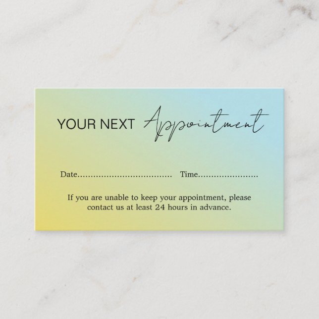 Visita Tarjeta de cita con gradiente azul y amarillo (Anverso)
