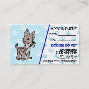Visita Tarjeta de cita con veterinario de huellas de pata