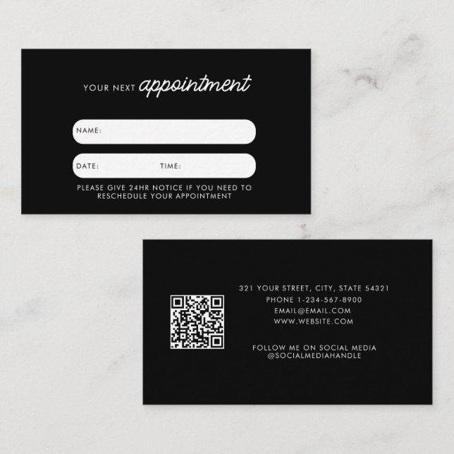 Visita Tarjeta de cita de cliente de negocios Código QR c (Anverso / Reverso)