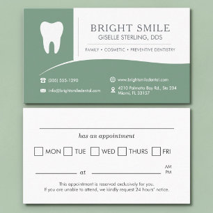 Visita Tarjeta de cita de consultorio dental verde menta