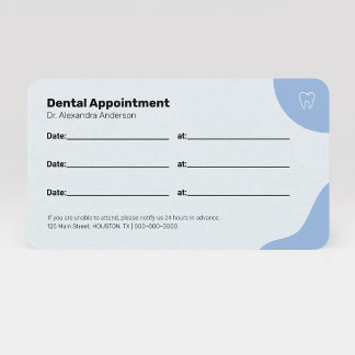 Visita Tarjeta de cita de dentista azul