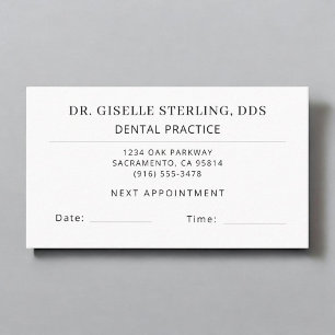 Visita Tarjeta de cita de la consulta dental