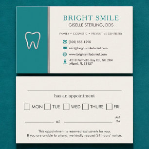 Visita Tarjeta de cita de oficina de dentista diente metá