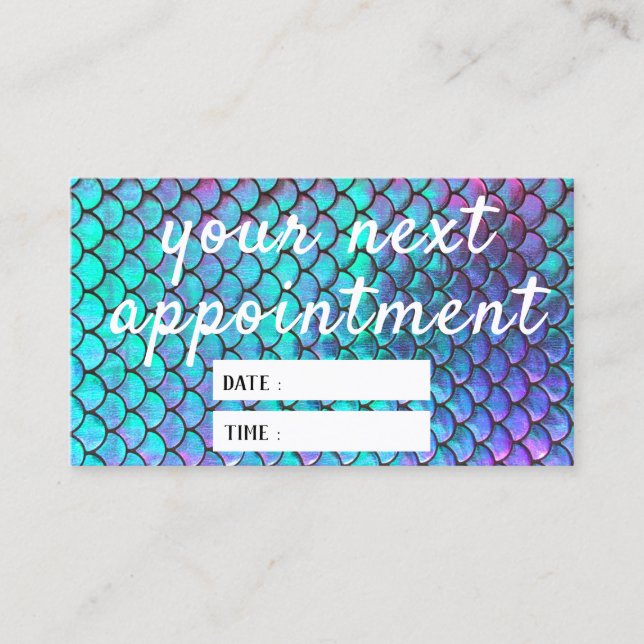 Visita tarjeta de cita de textura de sirena (Anverso)
