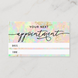 Visita tarjeta de cita de textura opal iridiscente falsa