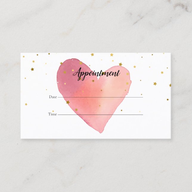Visita Tarjeta de cita del cliente de corazón de acuarela (Anverso)