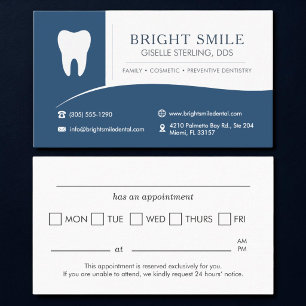 Visita Tarjeta de cita dental azul marino para consultori