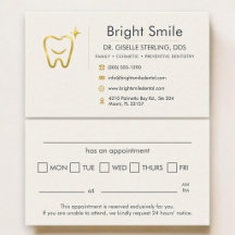 Tarjeta de cita dental con sonrisa de oro para den