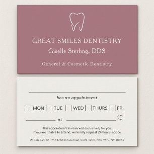 Visita Tarjeta de cita dental de diente rosa de dentista