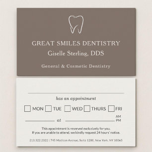 Visita Tarjeta de cita dental marrón taupe del dentista