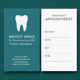 Visita Tarjeta de cita dental profesional azul turquesa