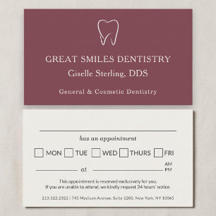 Visita Tarjeta de cita dental roja dentista