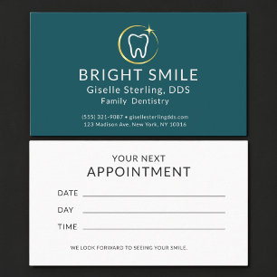 Visita Tarjeta de cita dental Simple Dentista Turquesa Or