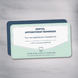 Visita Tarjeta de cita dental verde menta y azul marino