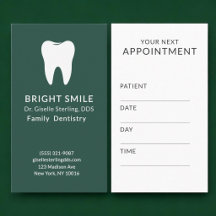 Tarjeta de cita dental verde para dentistas profes