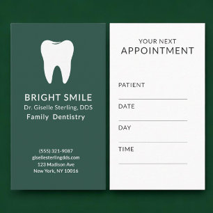 Visita Tarjeta de cita dental verde para dentistas profes