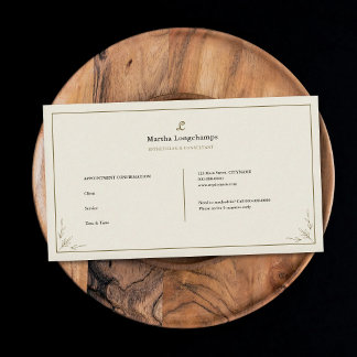 Visita Tarjeta de cita elegante con letra de monograma