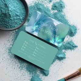 Visita Tarjeta de cita floral azul y Verde azulada