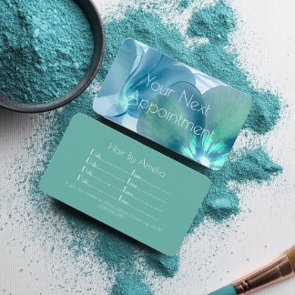 Visita Tarjeta de cita floral azul y Verde azulada