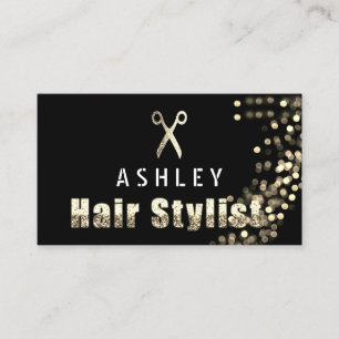 Visita Tarjeta de cita Hair Stylist Salon Black Gold