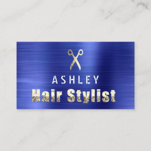 Visita Tarjeta de cita Hair Stylist Salon Blue Gold