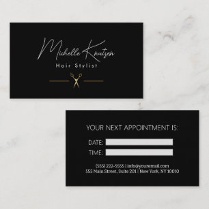 Visita Tarjeta de cita Hairstylist blanco moderno