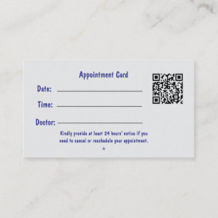 Visita Tarjeta de cita médica profesional con código QR