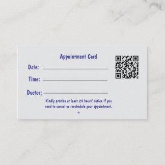 Visita Tarjeta de cita médica profesional con código QR