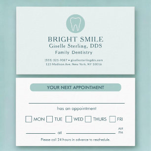 Visita Tarjeta de cita moderna de dentista en turquesa cl