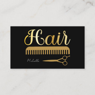 Visita Tarjeta de cita moderna de Hairstylist Gold negro
