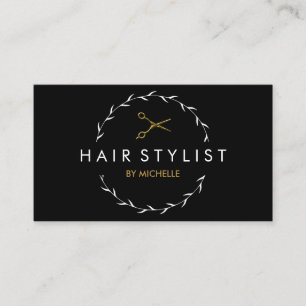 Visita Tarjeta de cita moderna de Hairstylist Gold negro