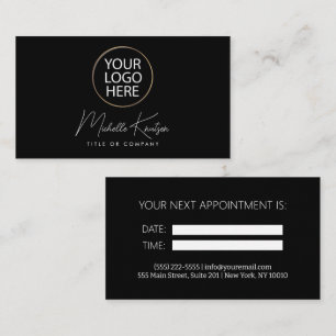 Visita Tarjeta de cita negra profesional Agrega tu logo