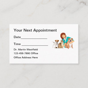 Visita Tarjeta de cita para clínica veterinaria para anim